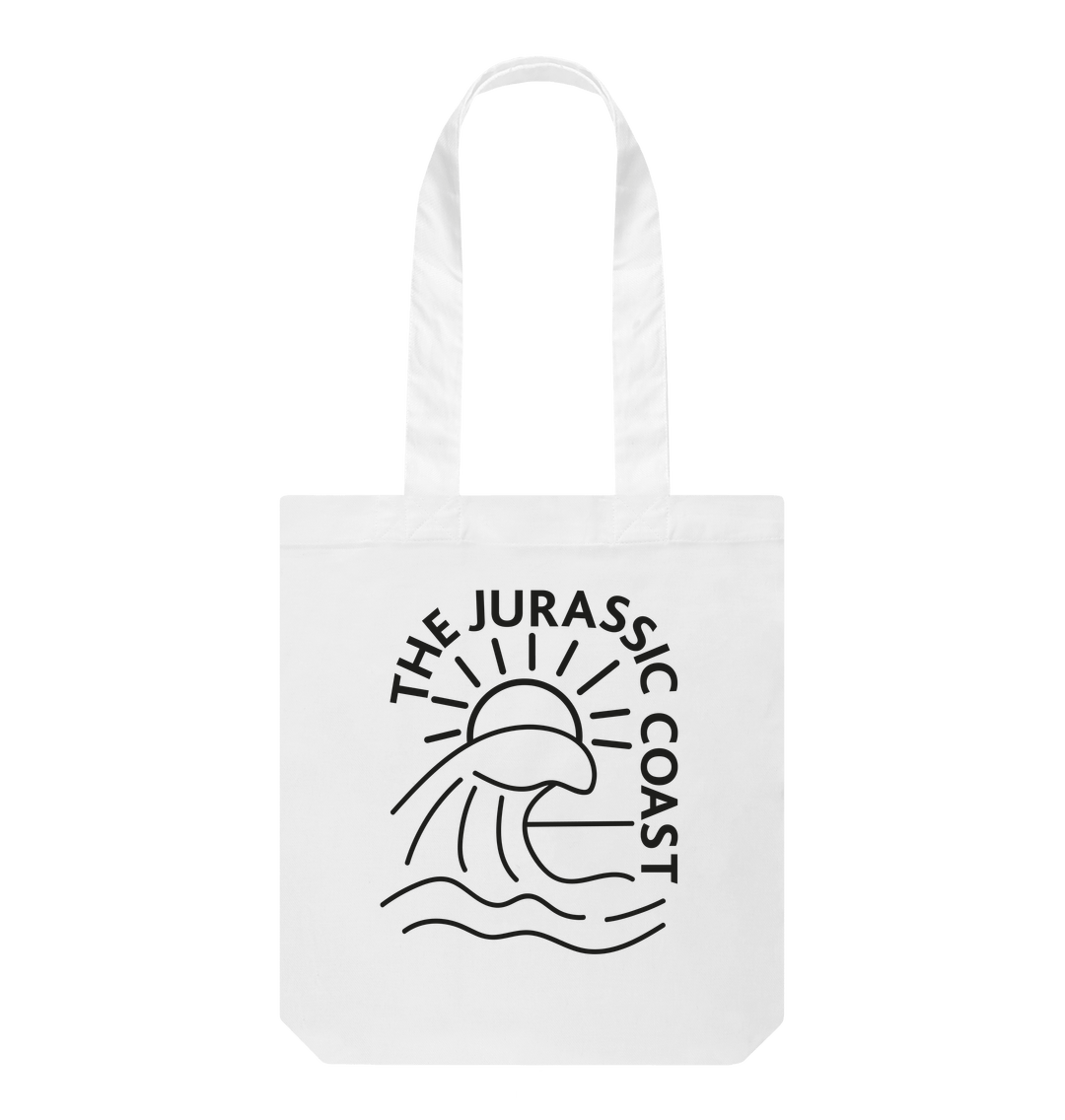 White Jurassic Coast Wave Tote Bag