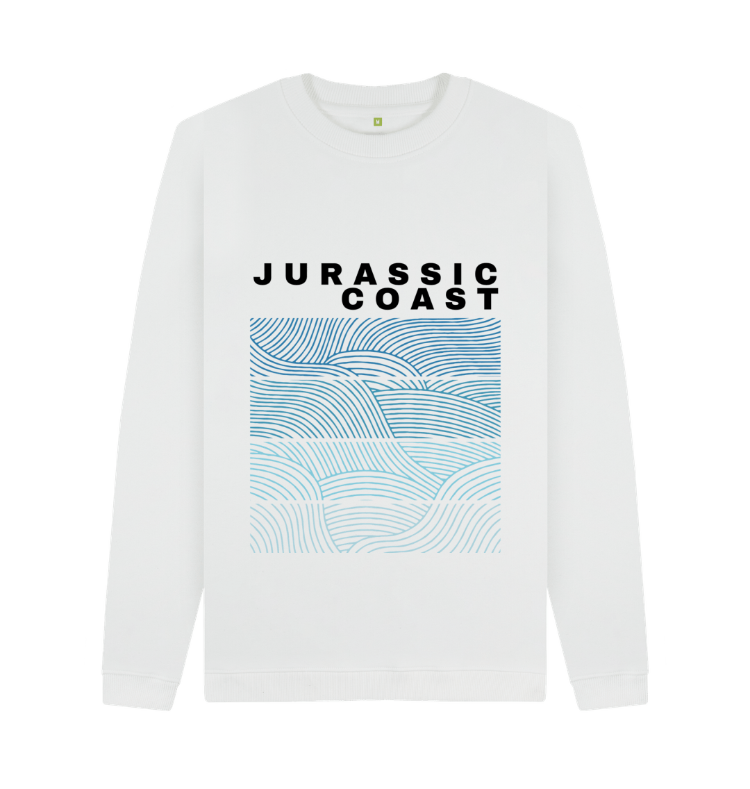 White Mens Jurassic Coast Crew Sweater