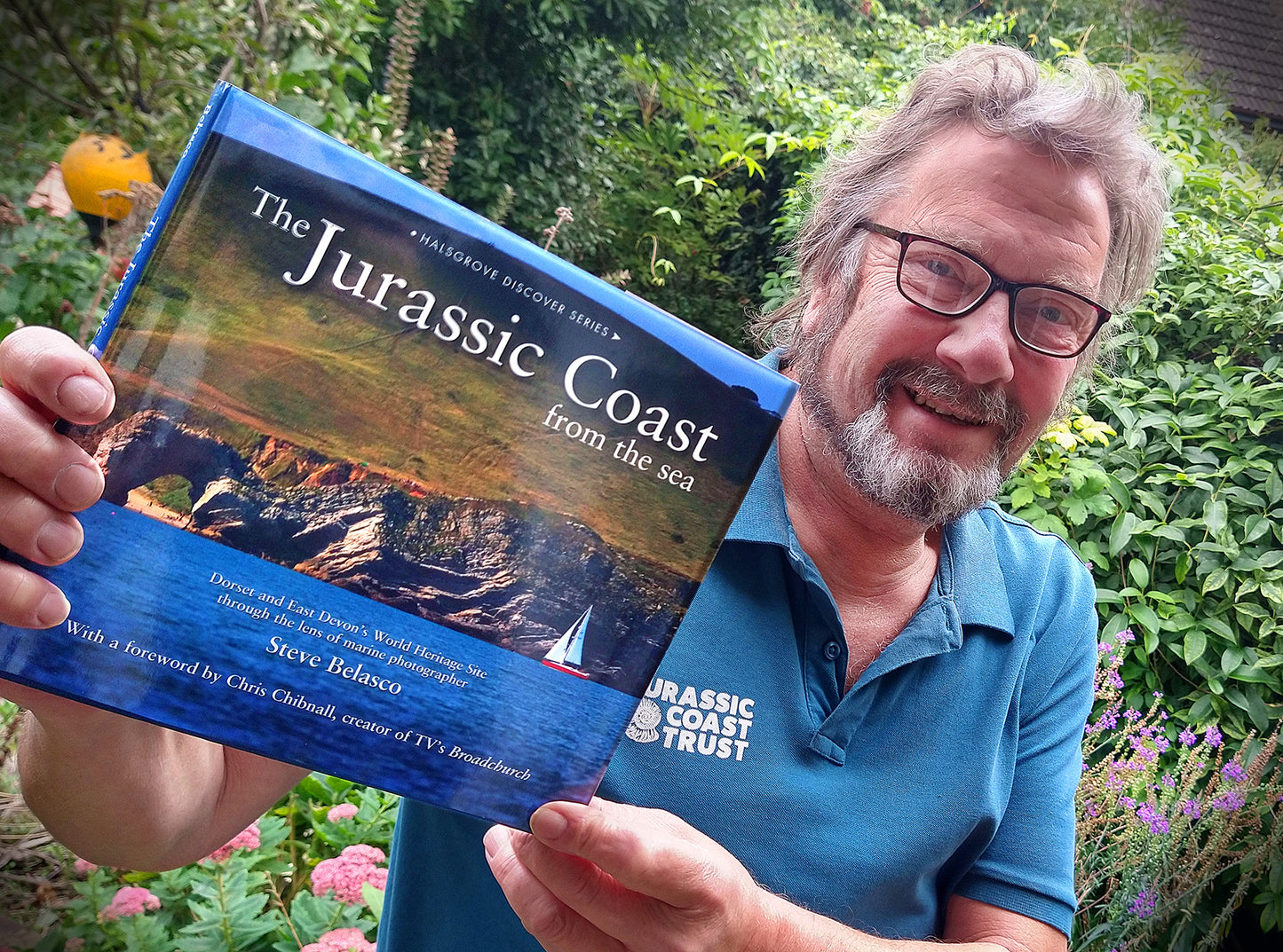 Author Steve Belasco with the Jurassic Coast from the Sea